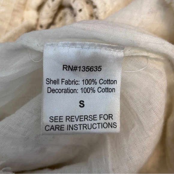 Anthropologie Love Sam Cotton Off Shoulder Short Sleeve Ivory Crocheted Top, Sm - Picture 8 of 9